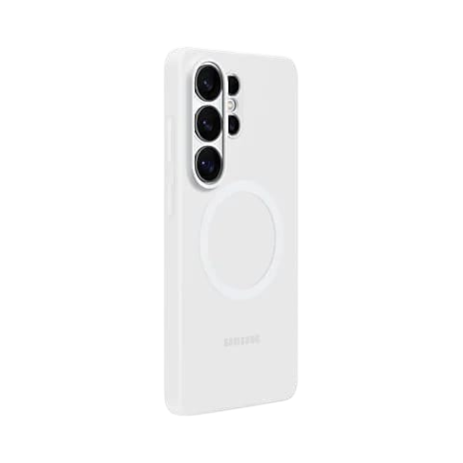 OBtech white silicone magnetic case for Samsung Galaxy S26 Ultra with soft-touch finish and raised camera protection