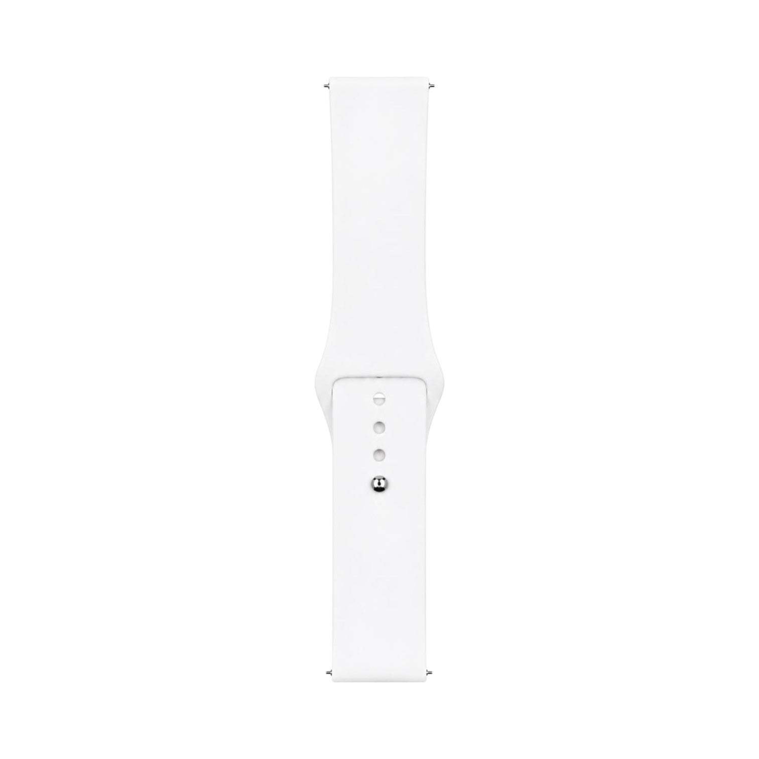 OBtech white silicone watch strap with a secure pin-and-tuck closure, compatible with Apple and Galaxy smartwatches.