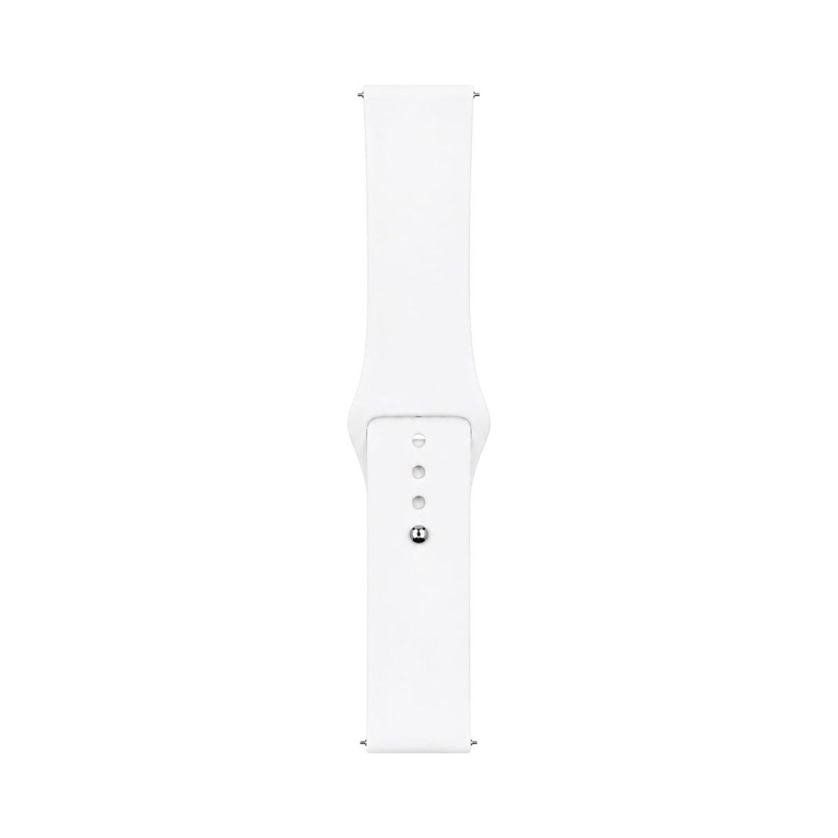 OBtech white silicone watch strap with a secure pin-and-tuck closure, compatible with Apple and Galaxy smartwatches.