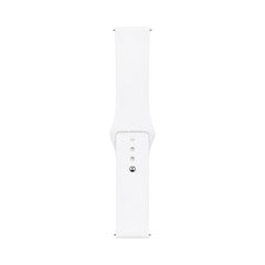 OBtech white silicone watch strap with a secure pin-and-tuck closure, compatible with Apple and Galaxy smartwatches.