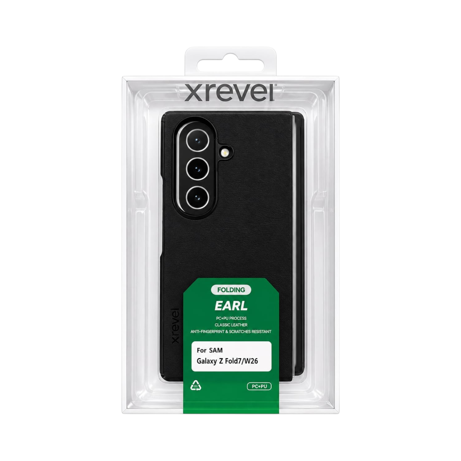 OBtech x-Level Folding Earl black leather protective case for Samsung Galaxy Z Fold 7 and 8 in retail packaging